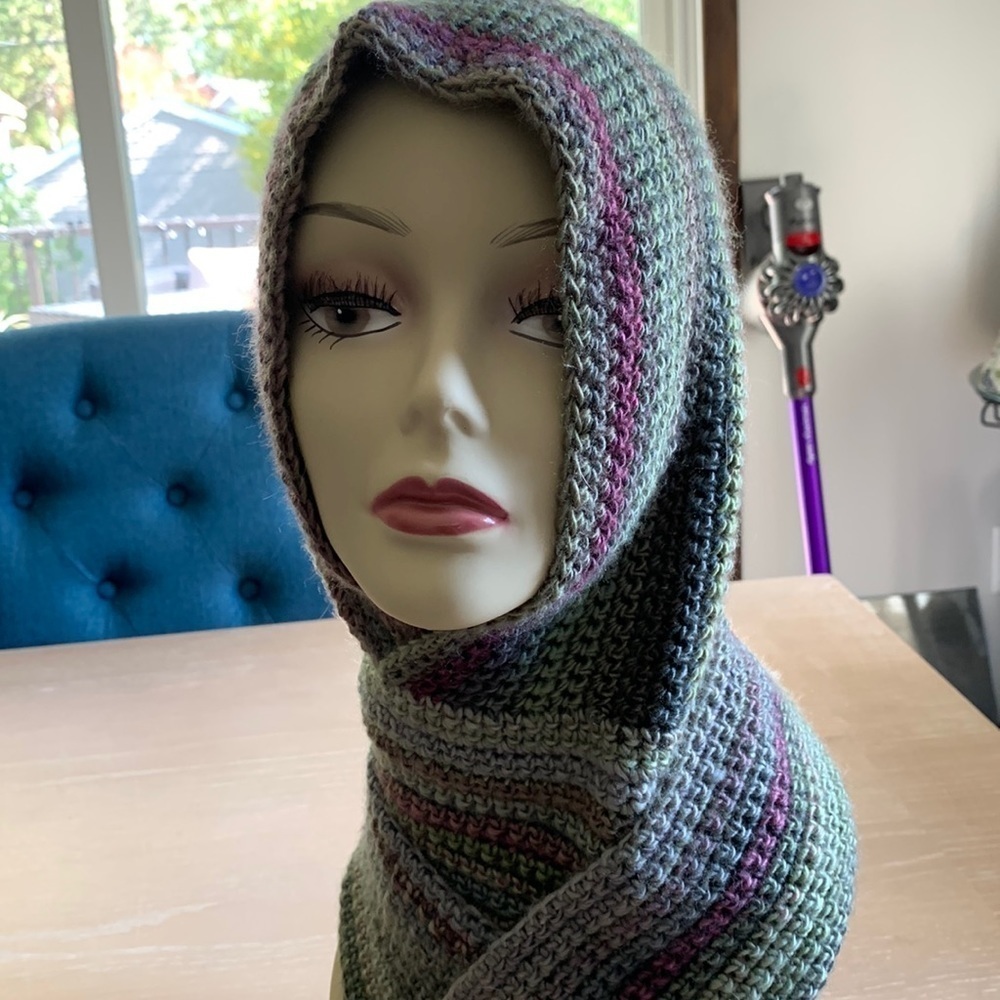 Hand made hooded scarf wrap, great for those chilly days